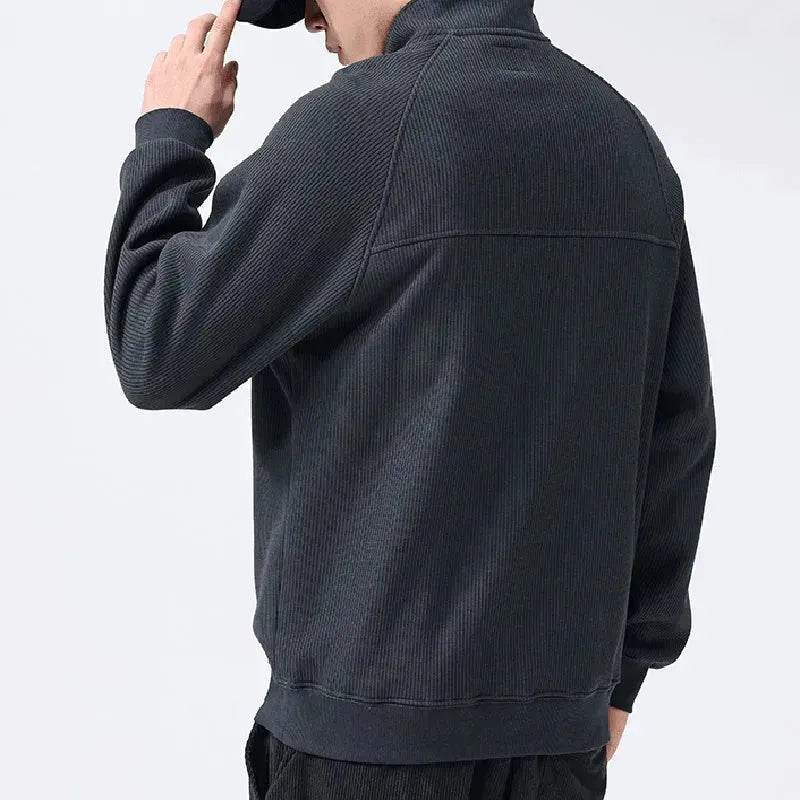 Autumn Winter half zip Stand-collar Fleece Sweatshirt Pullover tops for men - www.Shopthatapp.com