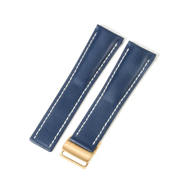 22mm 24mm Black Brown Blue Bamboo Grain Cowhide Watch Strap - www.Shopthatapp.com