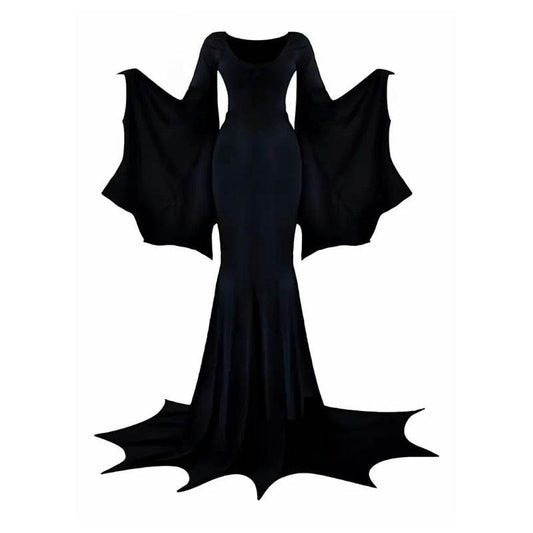 Black Costume Womens Gothic Witch Bat Sleeve Dress Halloween Cosplay Costumes Vintage Carnival Party Outfit - www.Shopthatapp.com