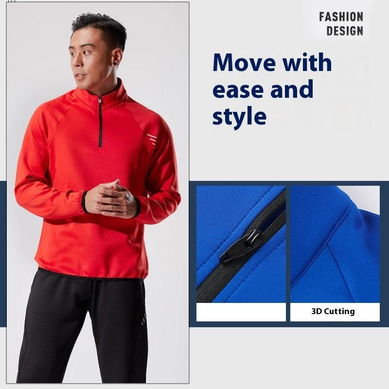 Half Zipper Long Sleeve Workout Top Outdoor Running Quick-drying Gym Shirt - www.Shopthatapp.com