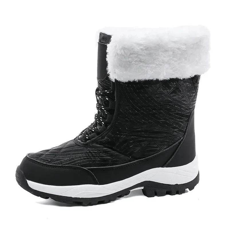 Winter Waterproof Snow Boots Women's Mid-calf Front Zipper - www.Shopthatapp.com