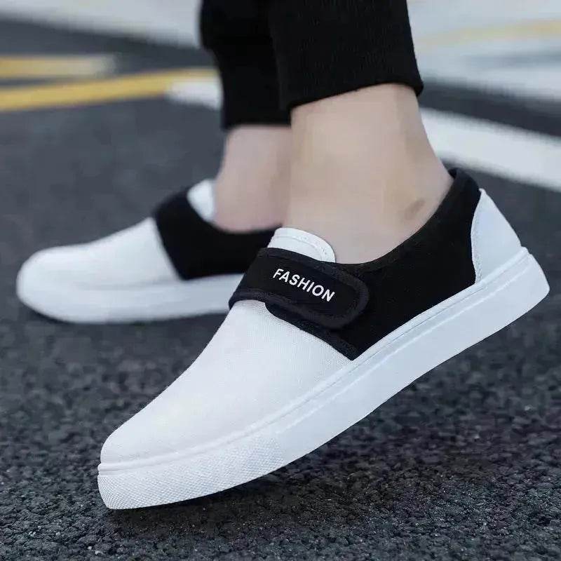 Canvas Flat Shoes Men Velcro Fashion Casual Unisex Sneakers - www.Shopthatapp.com