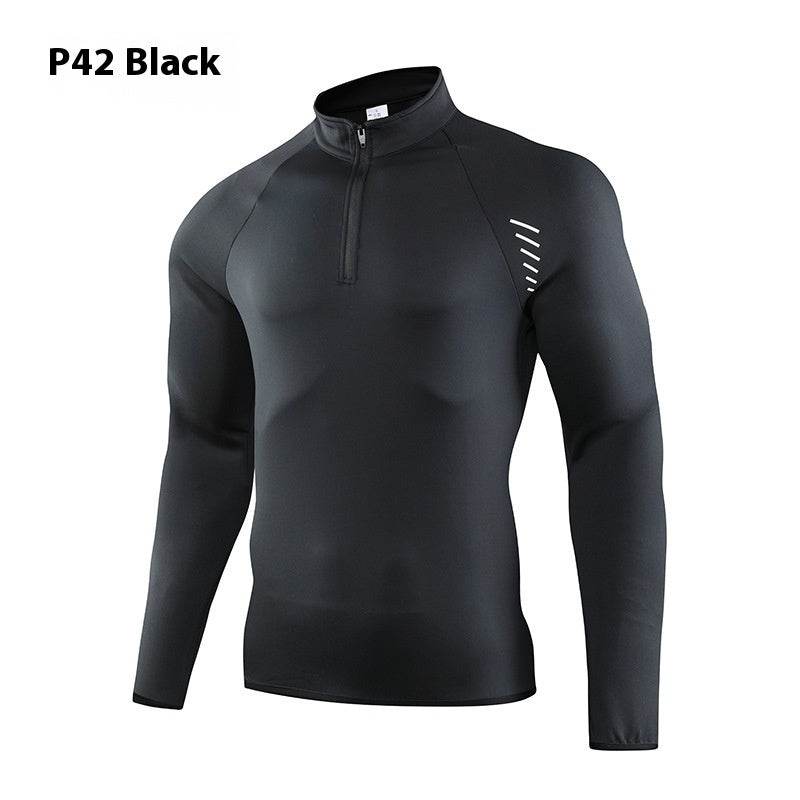 Half Zipper Long Sleeve Workout Top Outdoor Running Quick-drying Gym Shirt - www.Shopthatapp.com