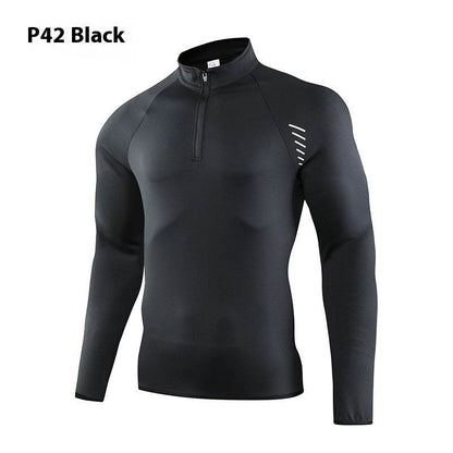 Half Zipper Long Sleeve Workout Top Outdoor Running Quick-drying Gym Shirt - www.Shopthatapp.com