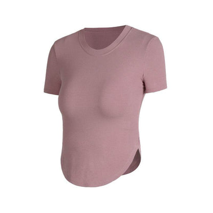 Nude feel Short-sleeved Workout Top Running gym top women - www.Shopthatapp.com