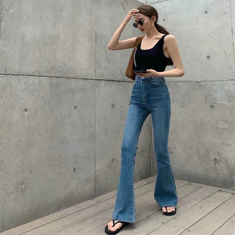 Retro Bootcut Jeans Women's Thin Section High Waist Slim Fit - www.Shopthatapp.com