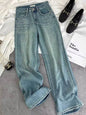 Starry Diamond In The Debris Rhinestone Straight Baggy Jeans Pant For Women - www.Shopthatapp.com