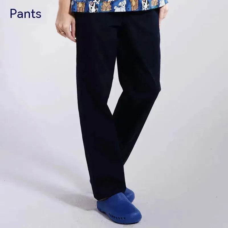 Surgical Gown Printed V-neck Pet Doctor Beauty Hospital Work Clothes Flower Dog Blue - www.Shopthatapp.com