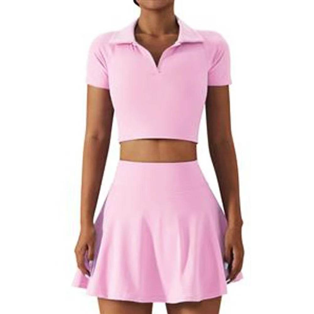 2pcs Tennis Skirt set Sports Skort Workout Exercise Outfit - www.Shopthatapp.com