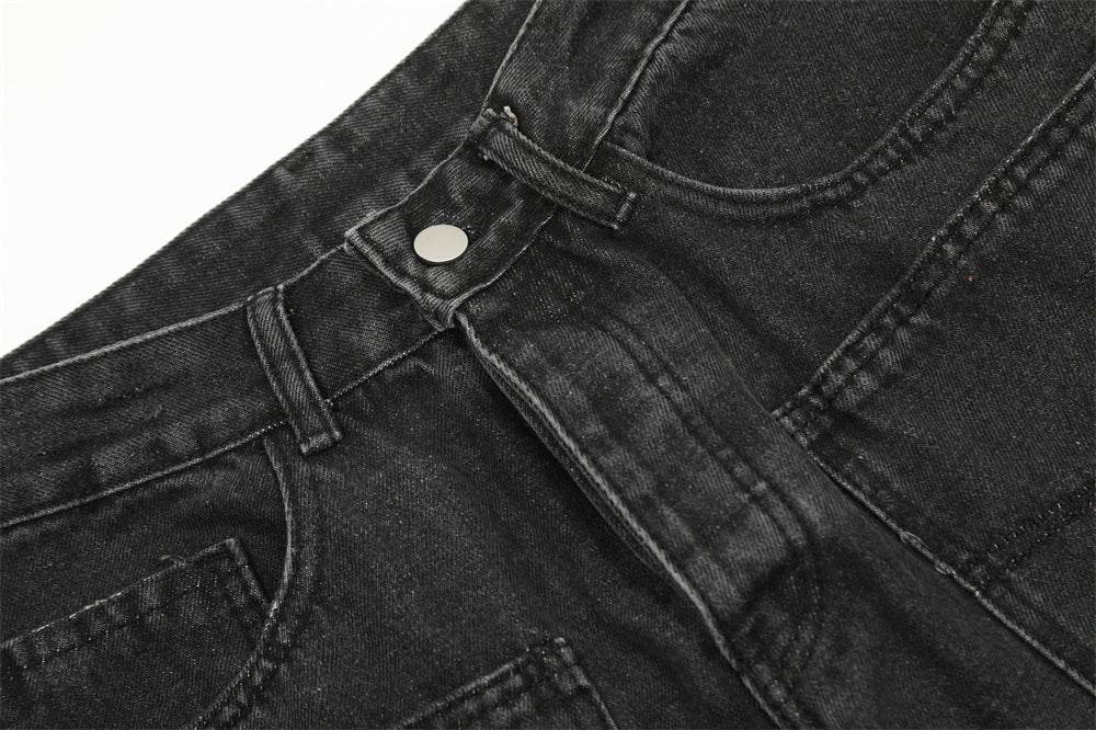 Pocket Design Loose Denim Straight-leg Trousers Men Jeans - www.Shopthatapp.com