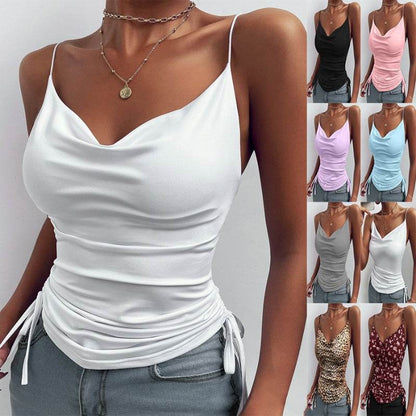 Spaghetti Strap Tops V-neck Camisole top Women Summer top - www.Shopthatapp.com