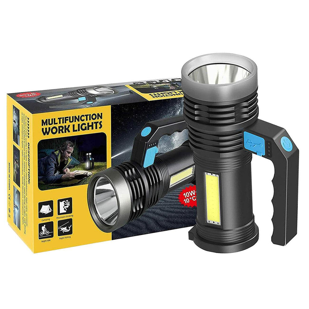 LED Flashlight USB Rechargeable Torch COB Spotlight Camping Light High Lumens Emergency Lamp 3 Modes Waterproof - www.Shopthatapp.com