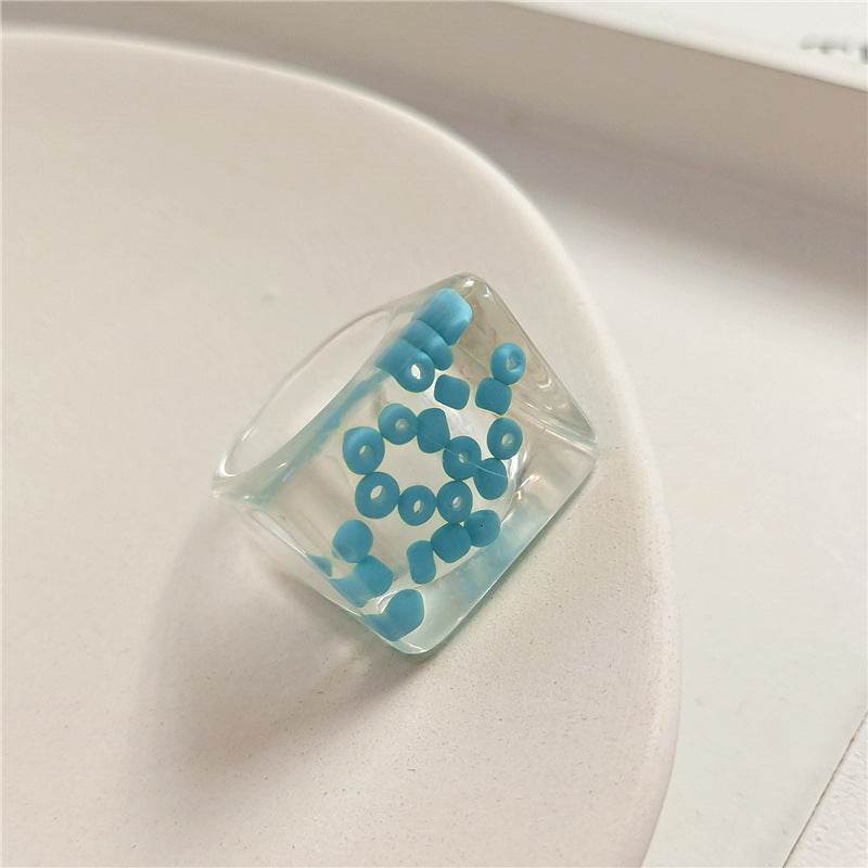 New Transparent Resin Ring Fruit Square Ring Acrylic Ring - www.Shopthatapp.com