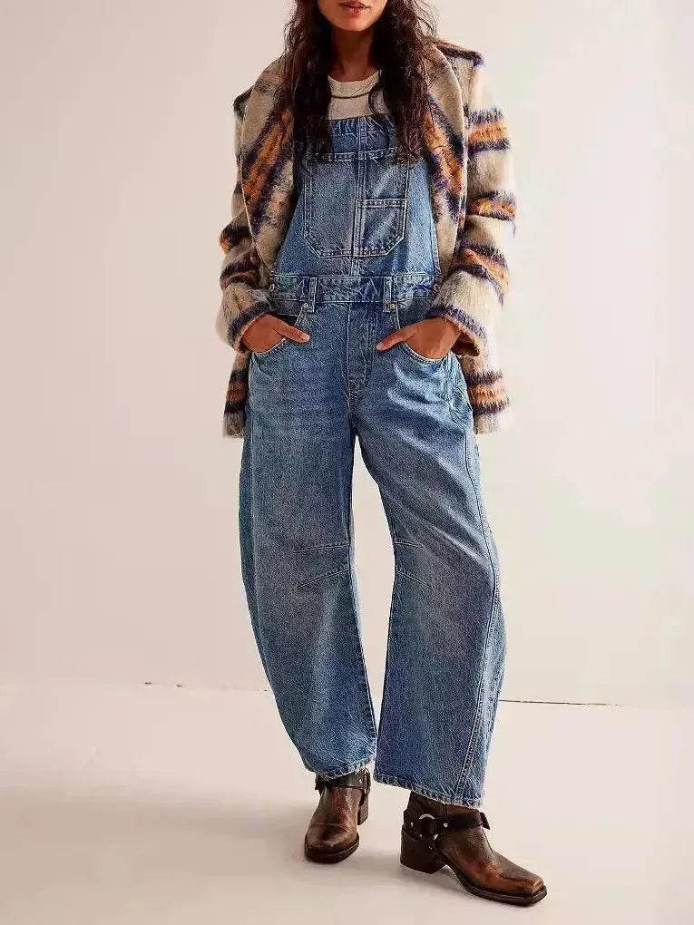Casual  Loose Denim Overalls Street Jeans Jumper Pant Denim Jumper for Women - www.Shopthatapp.com