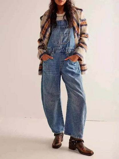 Casual  Loose Denim Overalls Street Jeans Jumper Pant Denim Jumper for Women - www.Shopthatapp.com