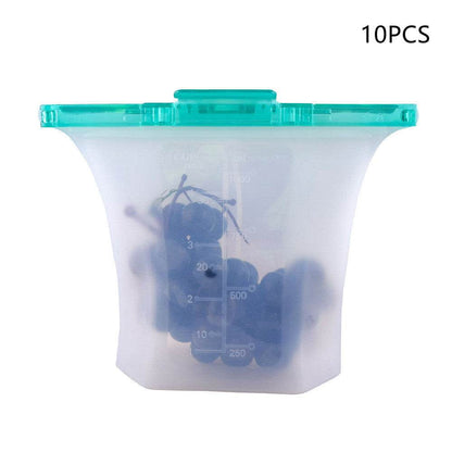 10pcs Kitchen Refrigerator Silicone Food Storage Bag - www.Shopthatapp.com
