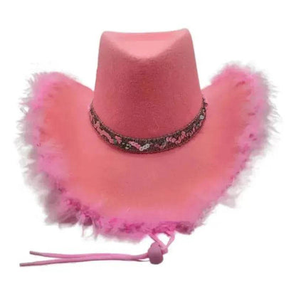 Trendy cowgirl hat Sequined Ribbon Upturned Eaves Raw Edge Denim Top Hat Pink Cowgirl Hat womens pink cowboy hat - www.Shopthatapp.com