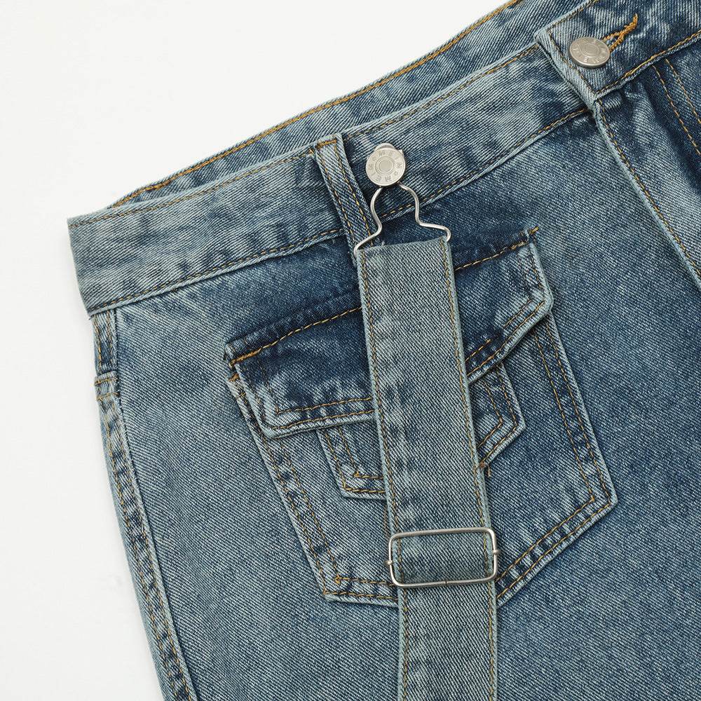 Ribbon Design Multi-pocket Workwear Denim Trousers Men Jeans - www.Shopthatapp.com