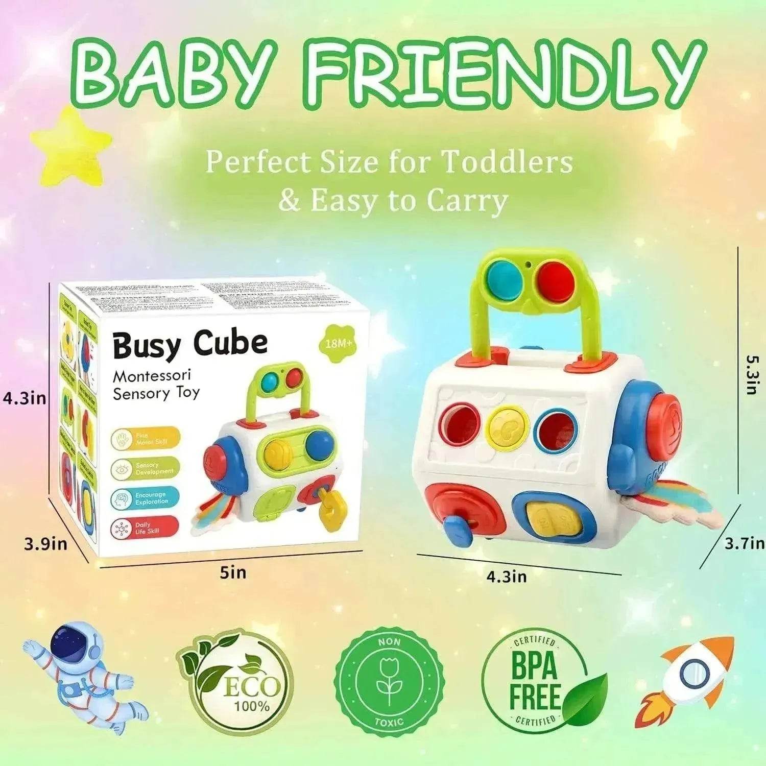 9 In 1 Busy Cube Baby & Toddler Montessori Sensory Toy - www.Shopthatapp.com #
