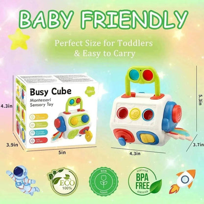 9 In 1 Busy Cube Baby & Toddler Montessori Sensory Toy - www.Shopthatapp.com #
