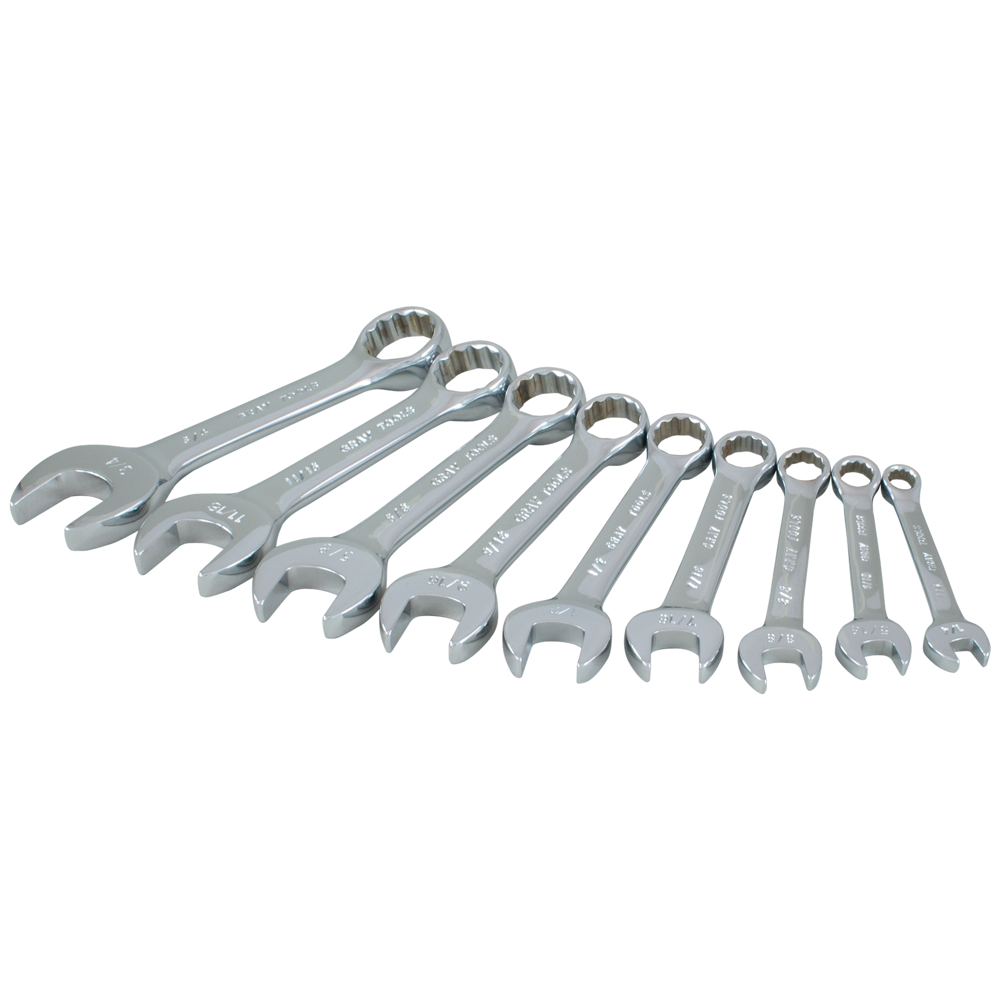 9 Piece 12 Point SAE Stubby Mirror Chrome Wrench Set - www.Shopthatapp.com #