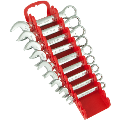 9 Piece 12 Point SAE Stubby Mirror Chrome Wrench Set - www.Shopthatapp.com #