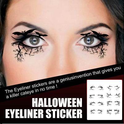 Halloween Eyeliner Patch, Scary Fashion Party Makeup Kit Bat Spider Decorative Eyeliner Eyeshadow Patch - www.Shopthatapp.com