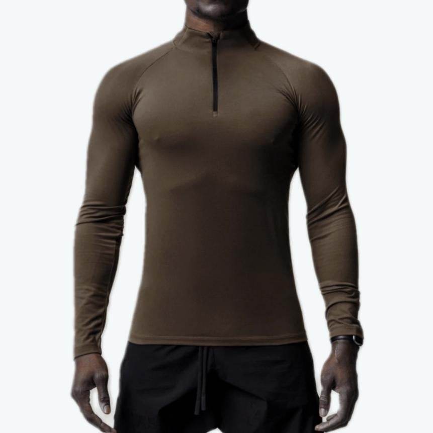 Men Quick Drying Long Sleeve Half Zip Activewear Muscle Fitted shirt Workout Gym T-shirt Top - www.Shopthatapp.com