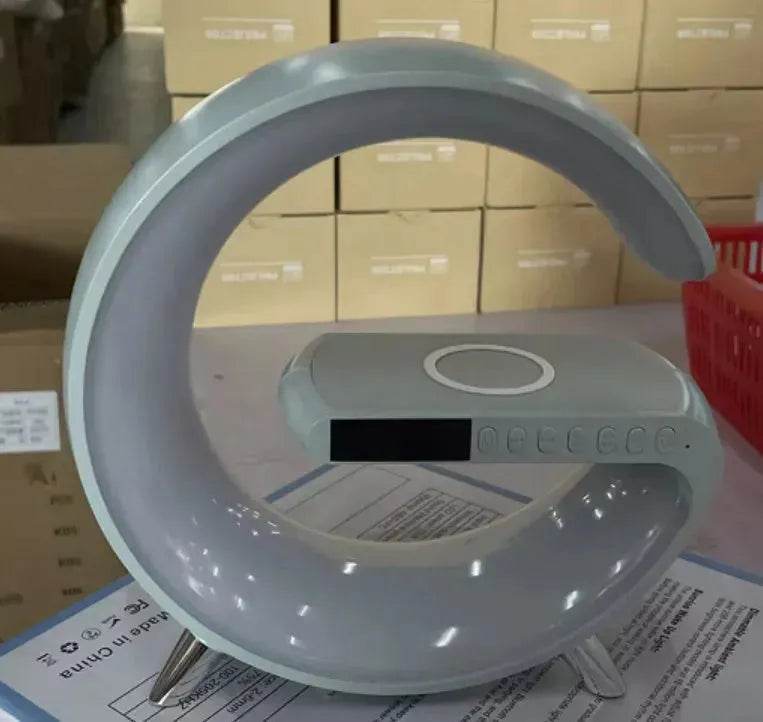 G shaped Wireless Phone Charging Night LED Lamp Bluetooth Speaker - www.Shopthatapp.com