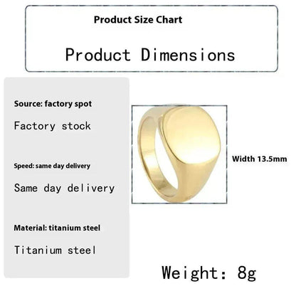 European And American Style Minimalist Titanium Steel Smooth Seal Ring for Men and Women - www.Shopthatapp.com