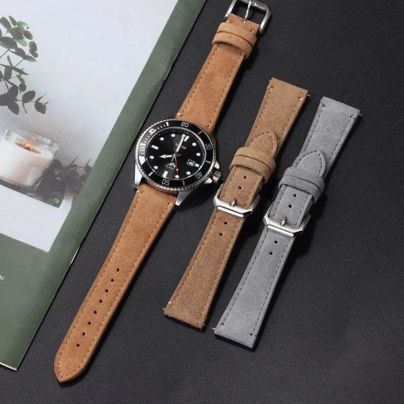 Suede Leather Strap Quick Release Watch Band - www.Shopthatapp.com