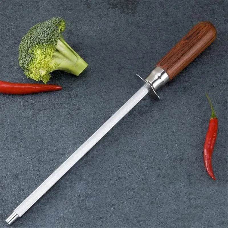 Stainless steel honing rod Household kitchen knife sharpener stick - www.Shopthatapp.com