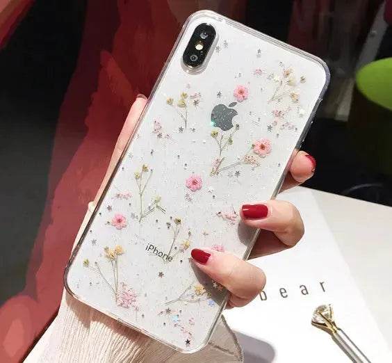 Dried flower epoxy silicone phone case - www.Shopthatapp.com