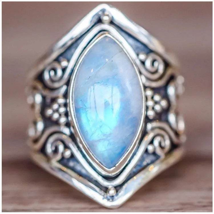 Fashion Antique silver vintage moonstone ring for men - www.Shopthatapp.com