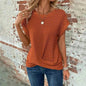 Casual Summer Short-sleeved Waffle blouse Top Summer New Solid Color Casual Evening Top For Women - www.Shopthatapp.com