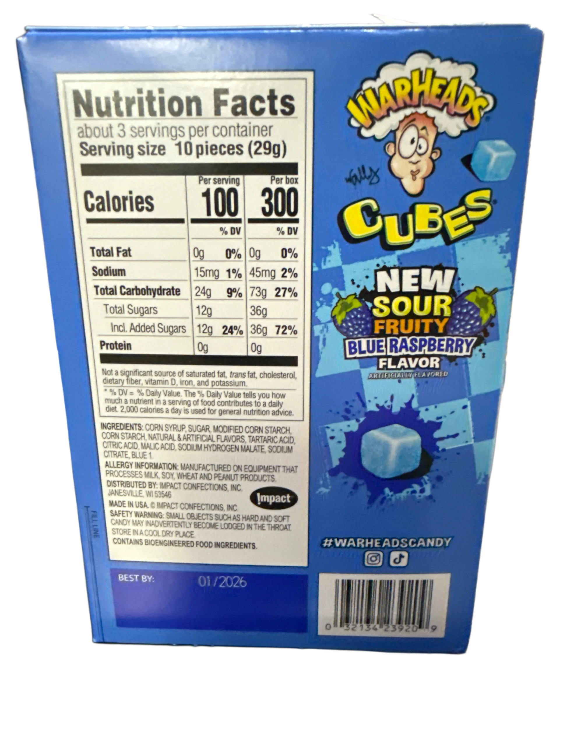 Warheads Sour Blue Raspberry Cubes 85G - U.S Edition - www.Shopthatapp.com