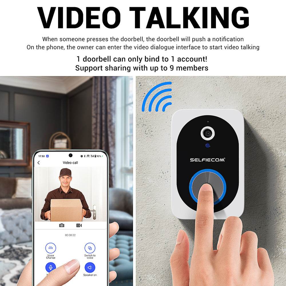 D10 Intelligent Wireless Doorbell Camera With Rechargeable Battery, Two-way Audio, 2.4G Wi Fi, APP Remote Intercom, Free Rolling Cloud Storage Built-in Battery - www.Shopthatapp.com