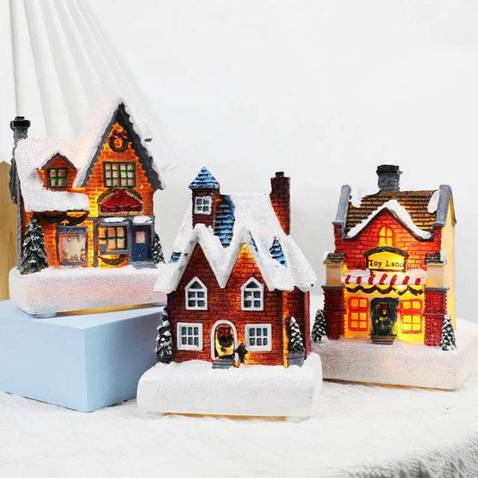 Christmas Decorations Resin Small House Luminous Ornaments - www.Shopthatapp.com