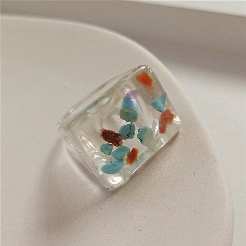 New Transparent Resin Ring Fruit Square Ring Acrylic Ring - www.Shopthatapp.com