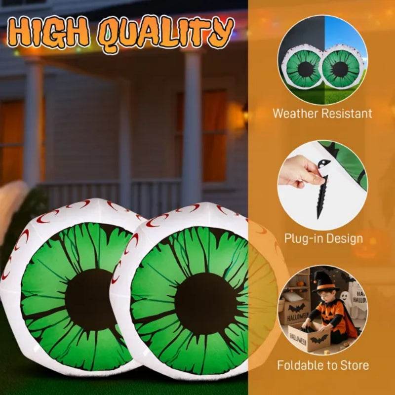2 Packs Halloween Inflatables Large Set Of Lighted Eyes Decoration, 3FT Blow Ups Green Eyes For Yard, Inflatable Halloween Decor Outdoor With LEDs Party Supplies Blow Up Decoration For Indoor Outdoor - www.Shopthatapp.com