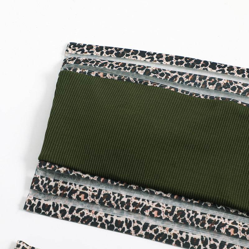 Split Swimsuit Leopard Splicing Strapless - www.Shopthatapp.com