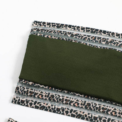 Split Swimsuit Leopard Splicing Strapless - www.Shopthatapp.com