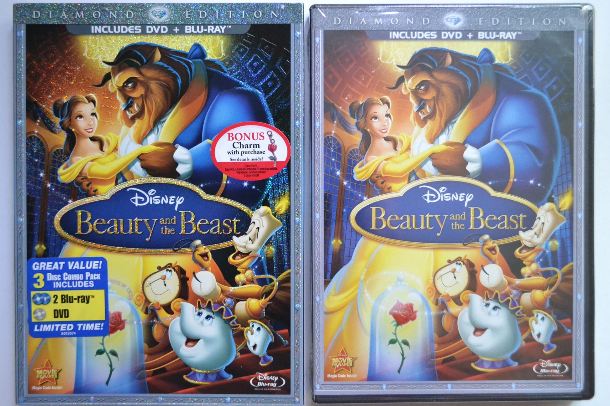 Beauty and the Beast: Diamond Edition - 3-Disc BD Combo Pack (2-Disc BD+DVD IN DVD Amaray) [Blu-ray] - www.Shopthatapp.com