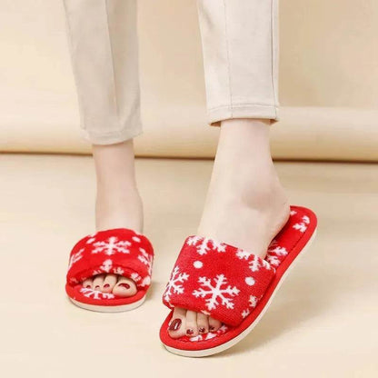 Christmas Tree Home Slippers Fashion Floor Bedroom Open-toe Plush Slippers For Women Fuzzy House Shoes - www.Shopthatapp.com