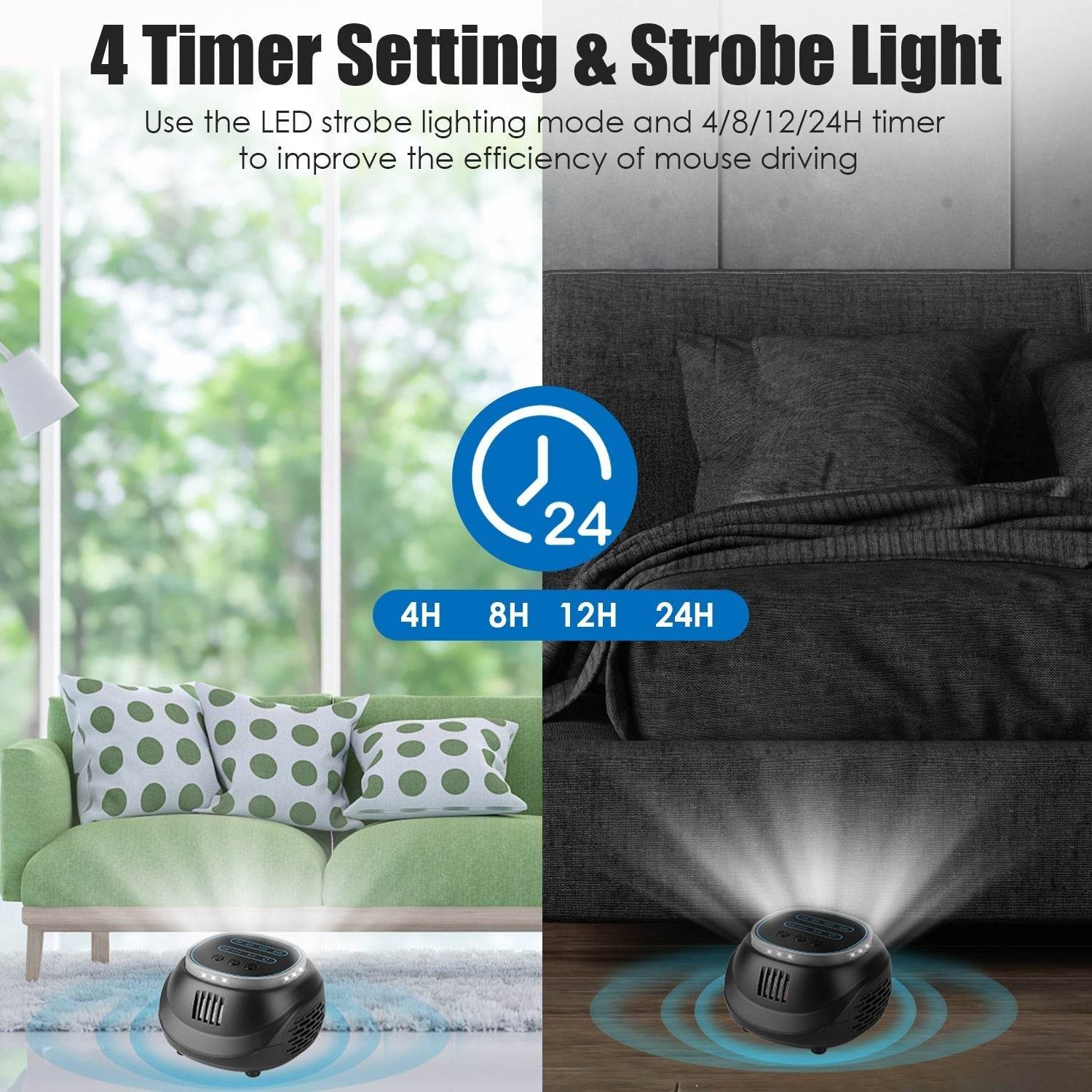 1Pc Ultrasonic Rodent Chaser Rat Repellent Pest Driver Mouse Control Squirrel Repeller With 4 Modes 4-65KHz Strobe Light 4 Timer 1292sq.ft. Coverage For Rodent Mouse Rats Squirrels Bats - www.Shopthatapp.com