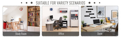 Modern Computer Desk with Drawers and Storage Shelves, Study Workstation, Writing Desk with Printer Stand for Home Office, Oak and White