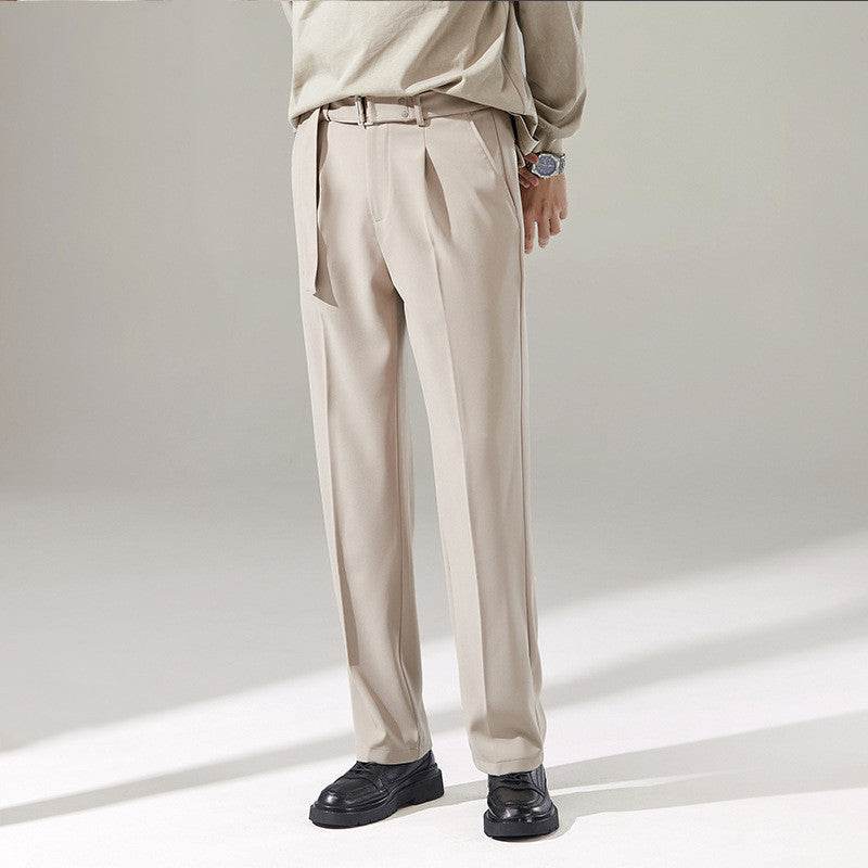 Detachable Belt Draping Wide-leg Suit Chinos Trouser For Men - www.Shopthatapp.com