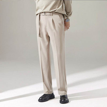 Detachable Belt Draping Wide-leg Suit Chinos Trouser For Men - www.Shopthatapp.com