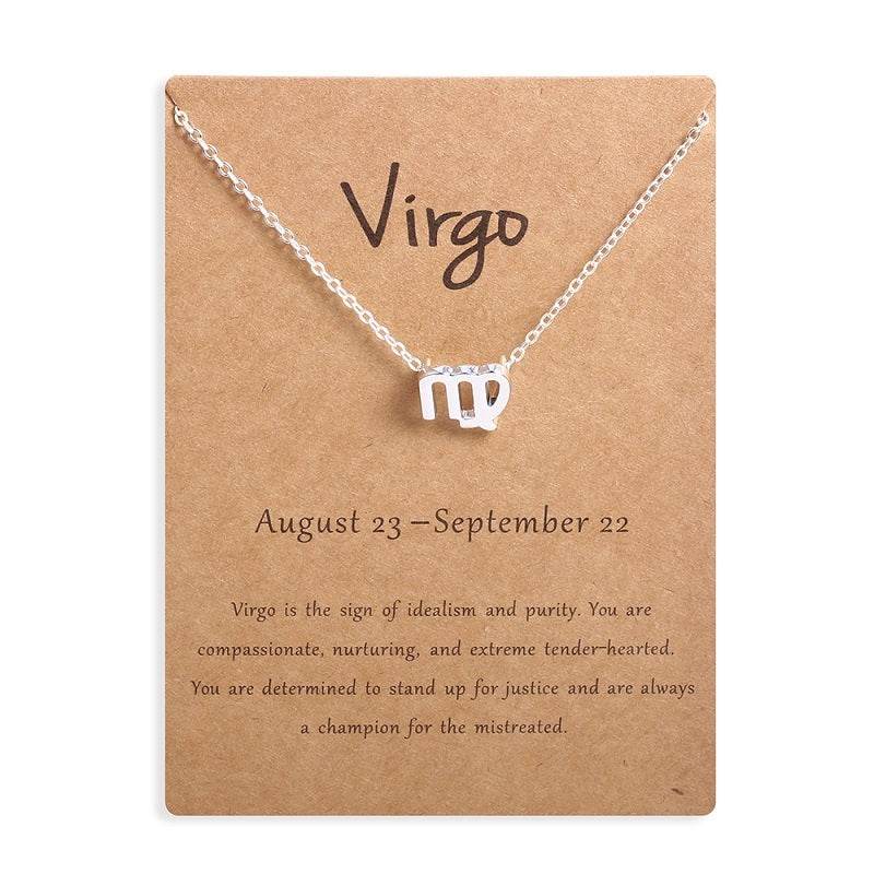 12 Zodiac Sign Necklaces With Gift Card Constellations Pendant Necklace Jewelry - www.Shopthatapp.com