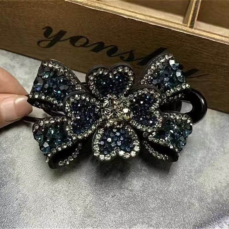 Elegant Rhinestone Barrette Flower Hair Clip - www.Shopthatapp.com